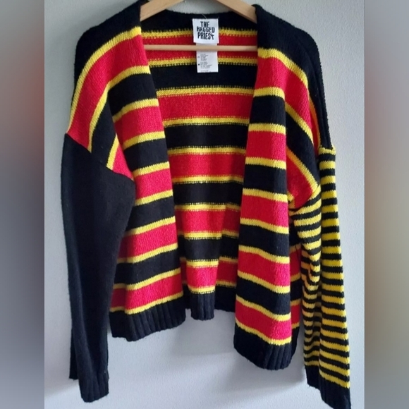 The Ragged Priest Oversized Mixed Stripe Dropped Shoulder Cardigan Size Small - Picture 6 of 9